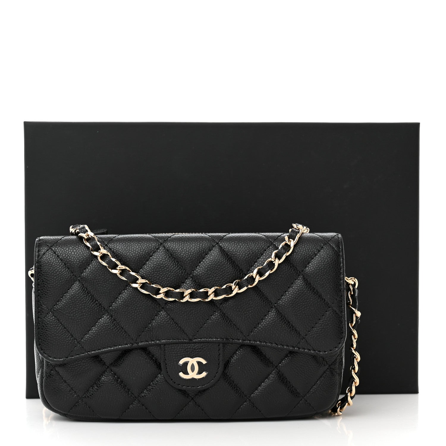 Chanel Caviar Quilted Flap Phone Holder With Chain Black 13 of 13