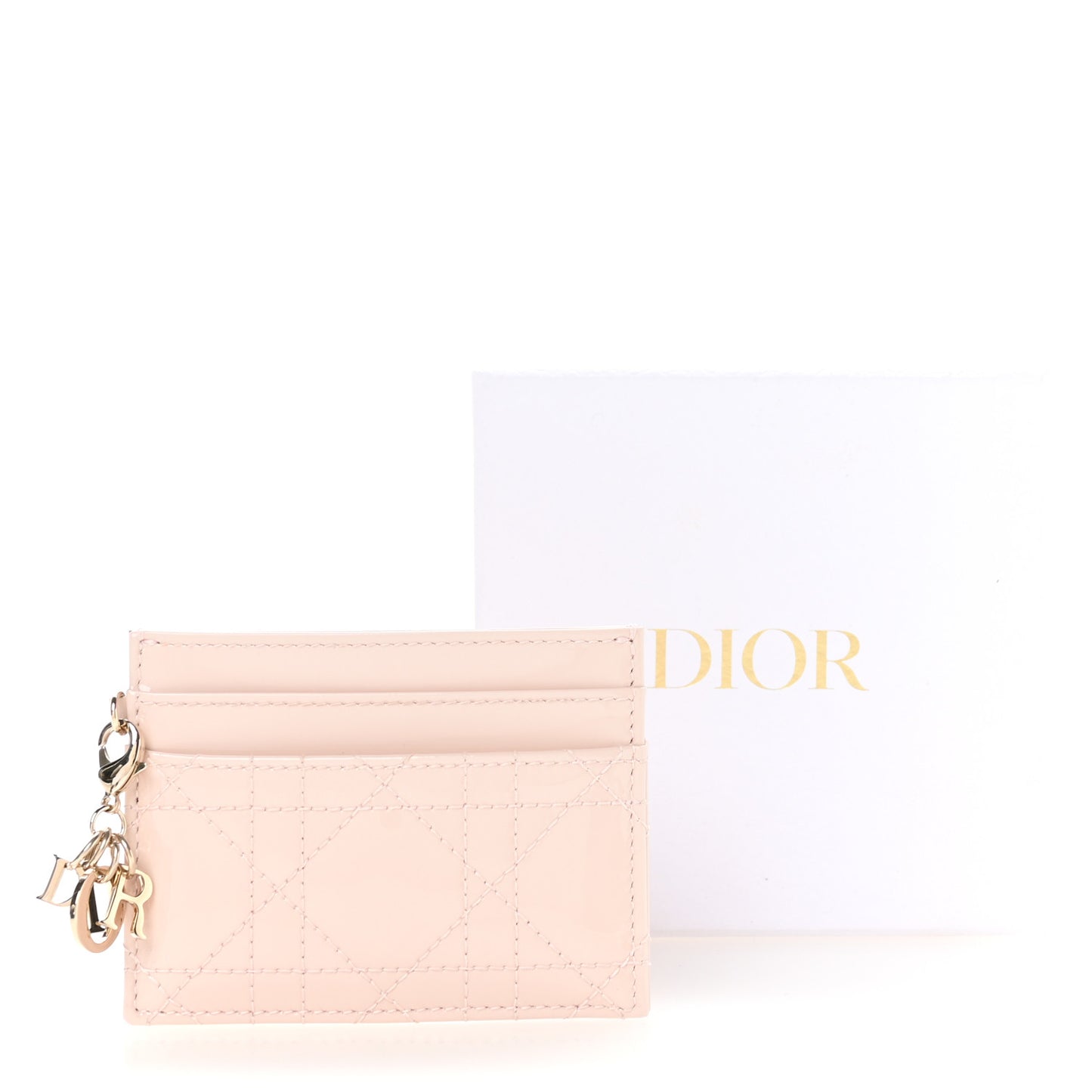 Patent Cannage Lady Dior Card Holder Powder Pink
