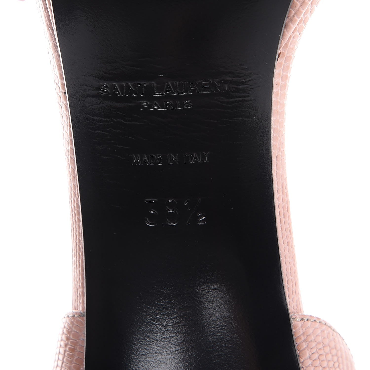 Saint Laurent Lizard Calfskin Embossed Jane 80 Ankle Strap Sandals 38.5 Pale Pink 6 of 9