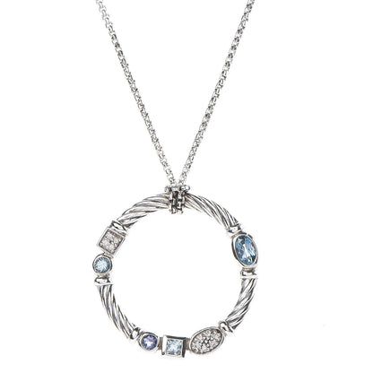David Yurman Sterling Silver Diamond Blue Topaz Hampton Blue Topaz Iolite Confetti Pendant Necklace 4 of 6