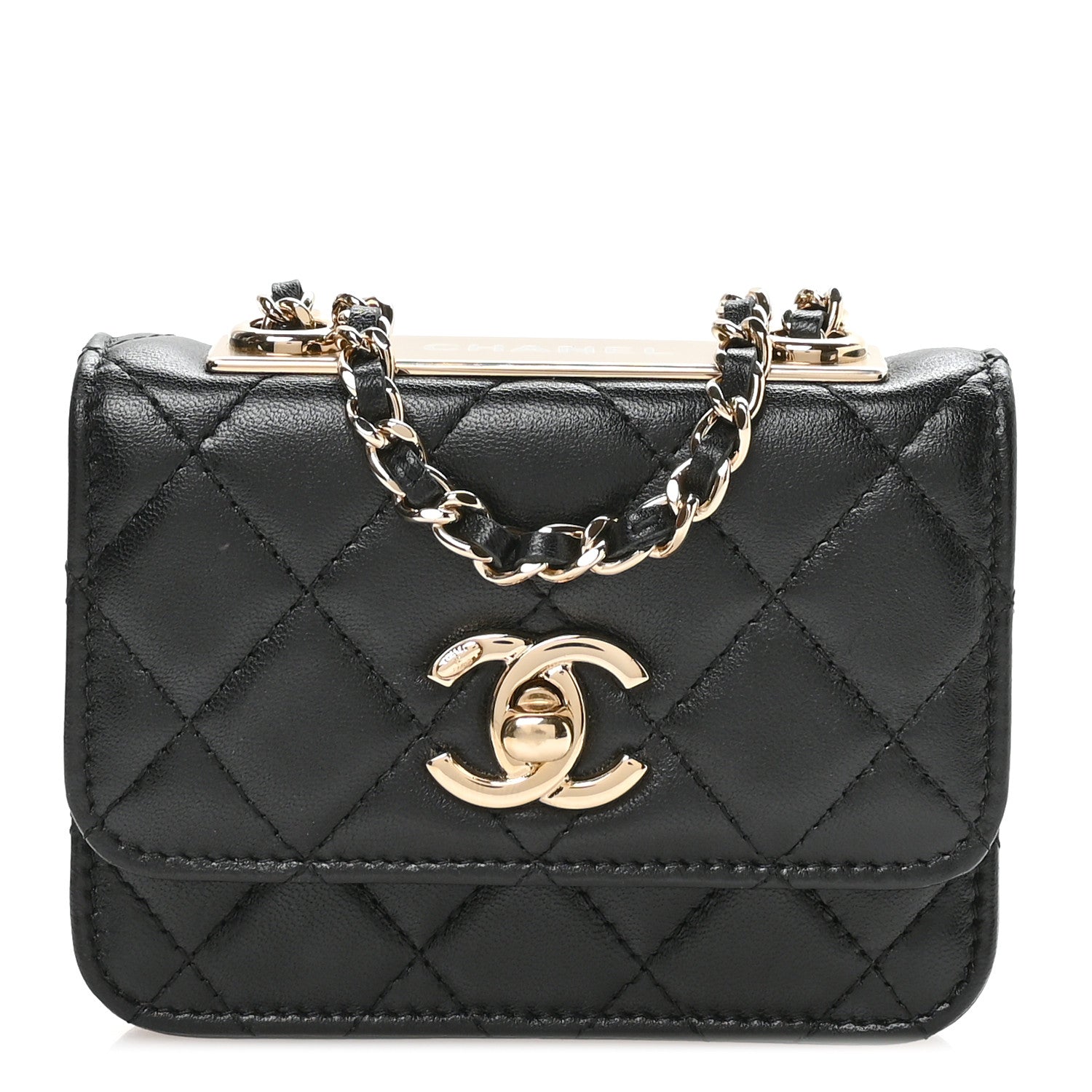 Chanel Lambskin Quilted Trendy CC Card Holder On Chain Black 1 of 23