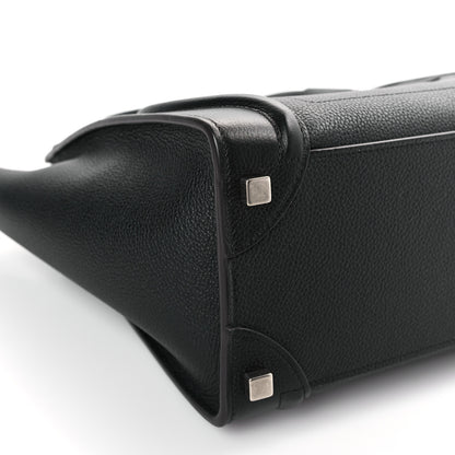 Celine Drummed Calfskin Micro Luggage Black 9 of 10