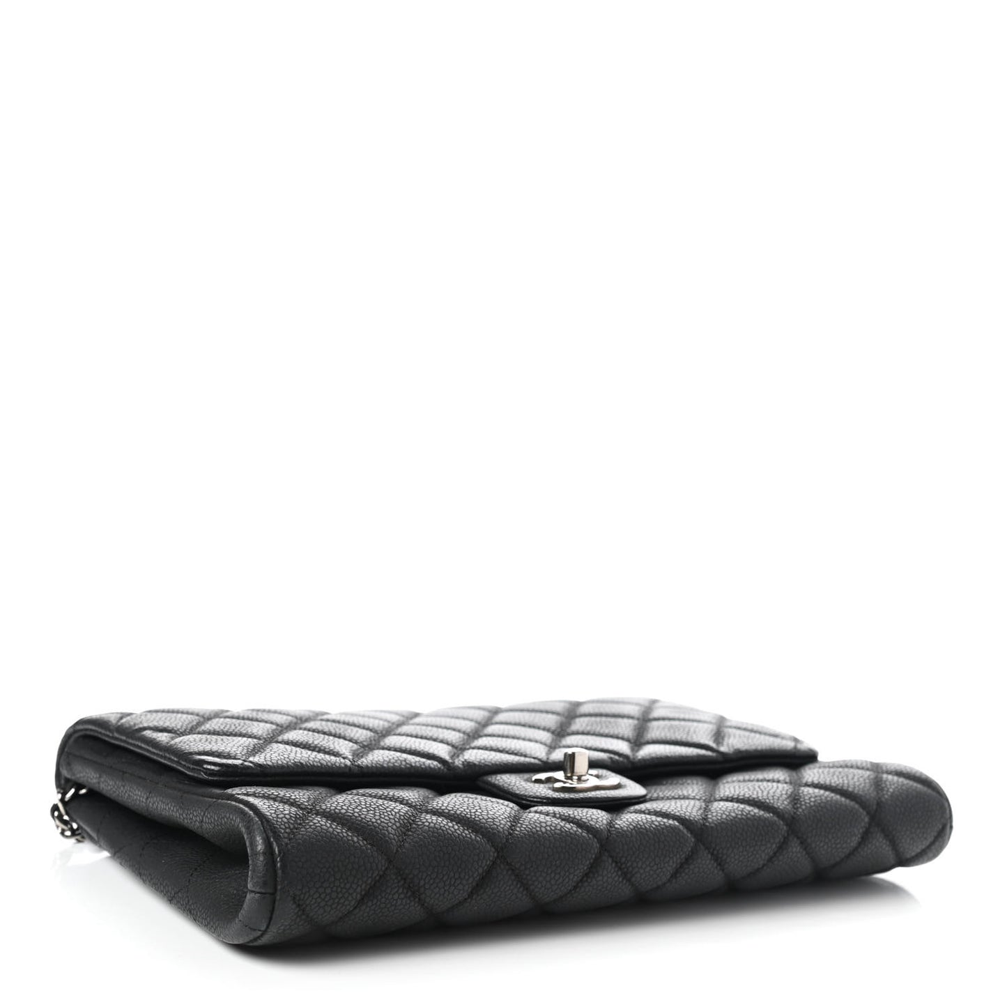 Caviar Quilted Clutch With Chain Flap Black