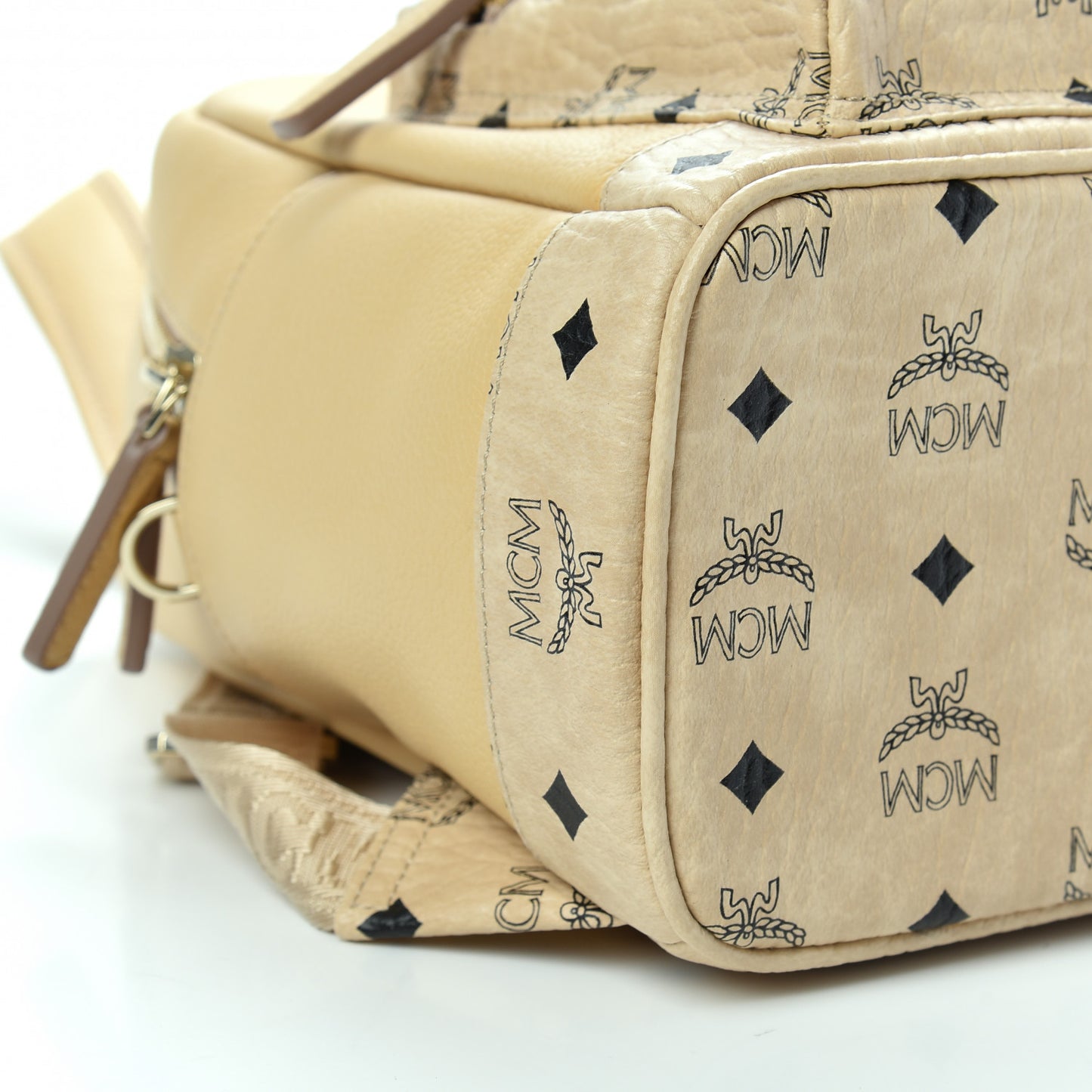 Calfskin Visetos Small Backpack Beige