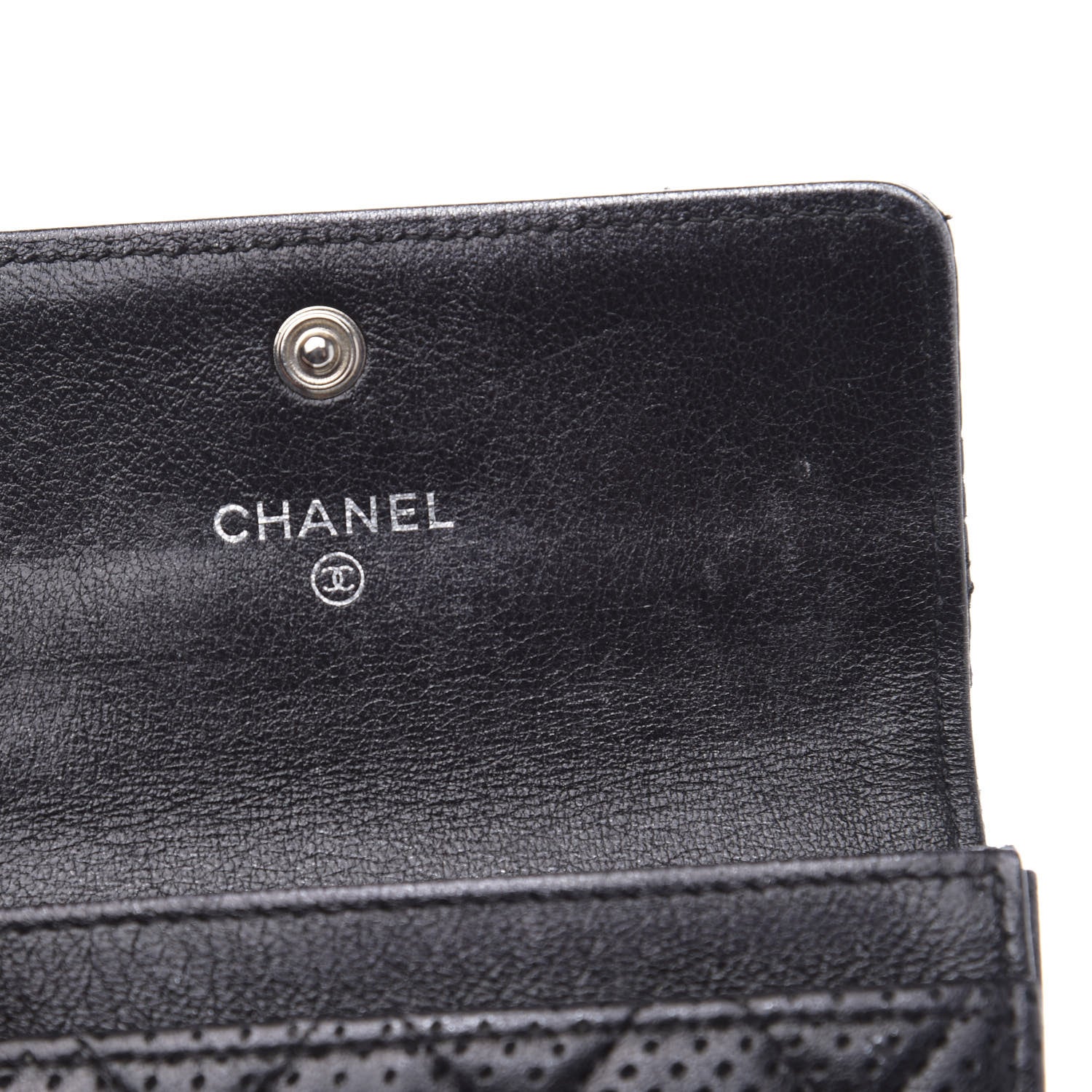 Chanel Lambskin Perforated Quilted Card Holder Grey 6 of 11