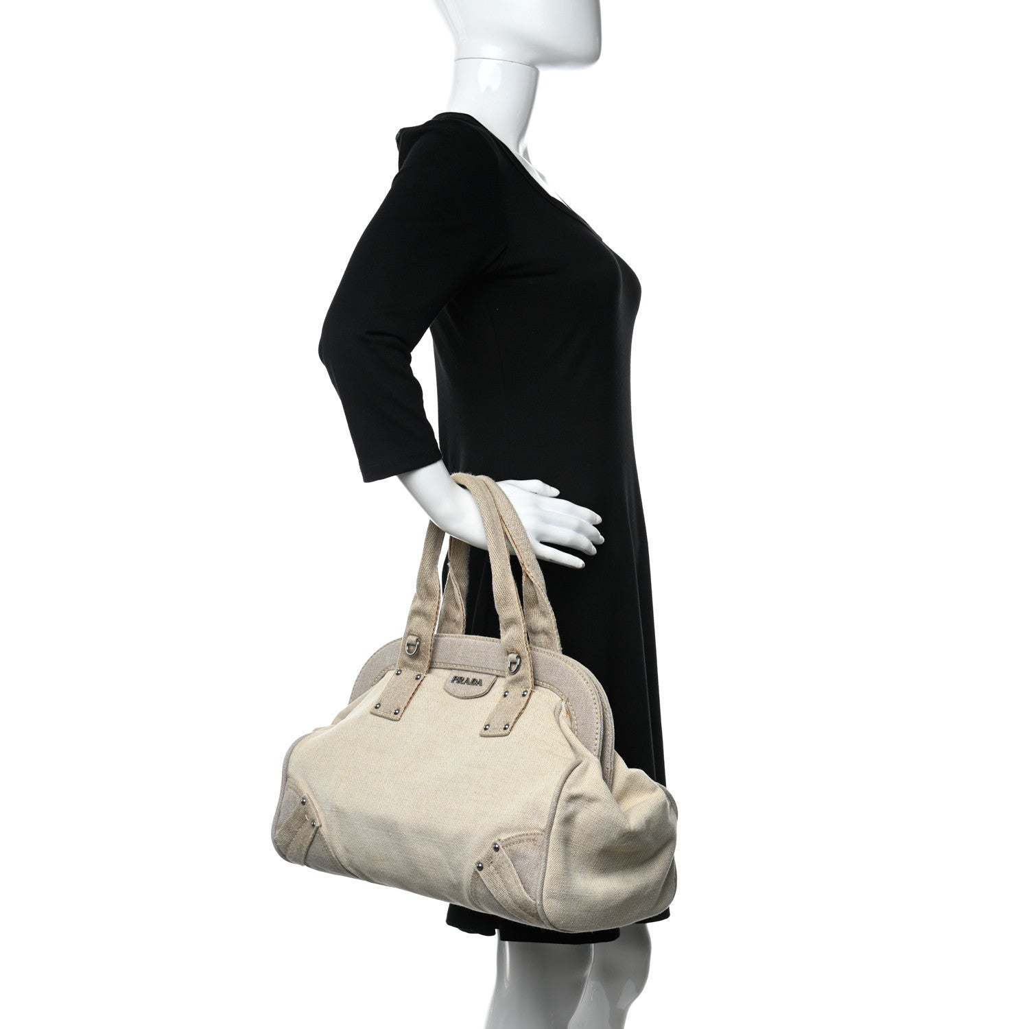 Prada Canvas Mistolino Frame Bag Naturale 2 of 11