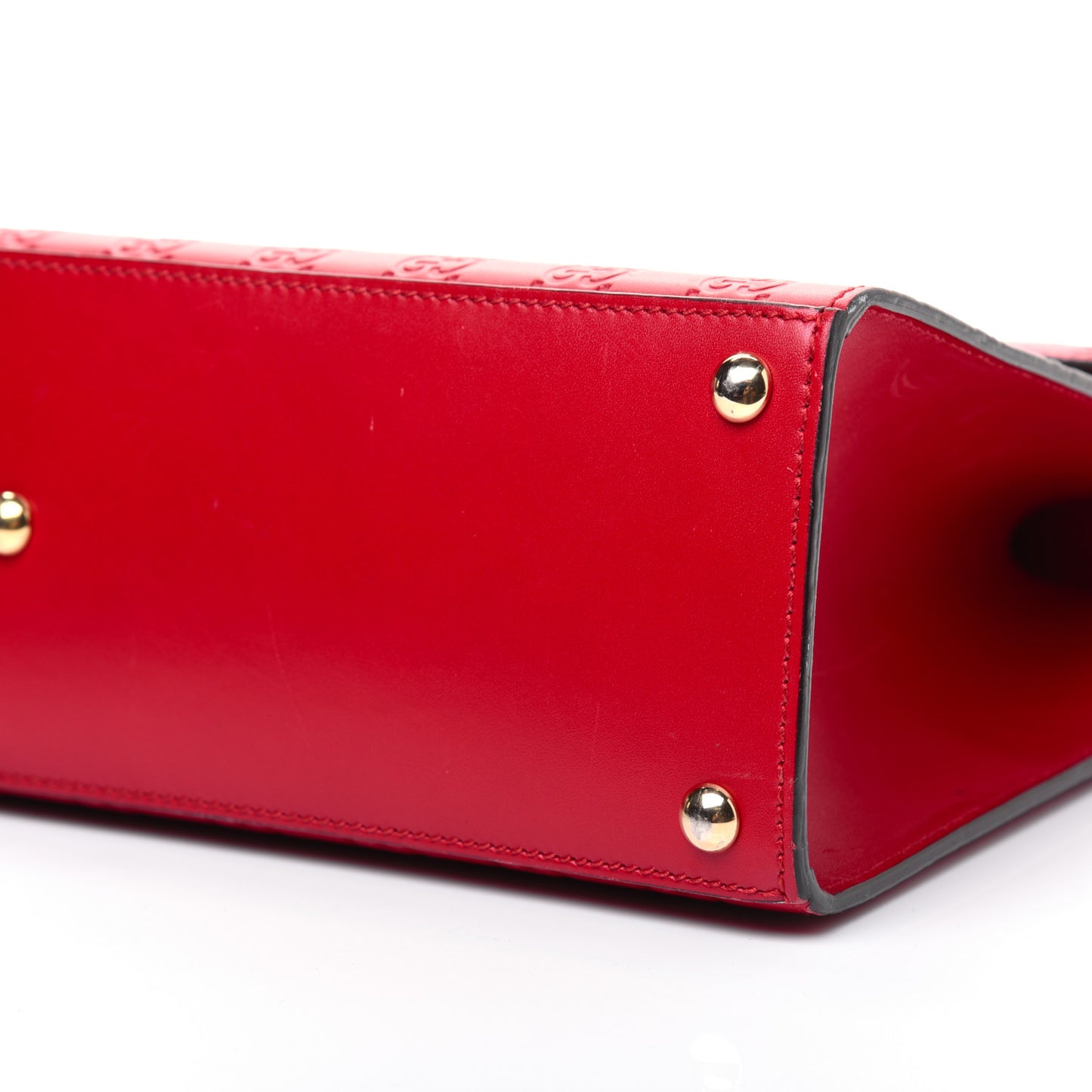 Guccissima Signature Medium Padlock Top Handle Bag Hibiscus Red