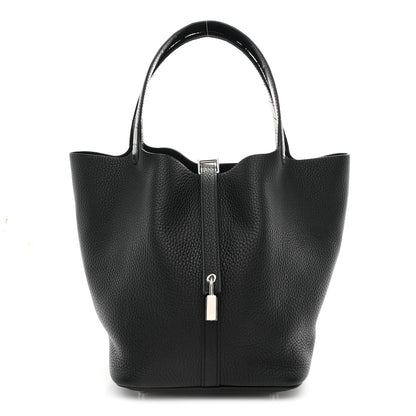 Hermes Taurillon Clemence Matte Alligator Picotin Lock Touch 22 MM Black 1 of 11