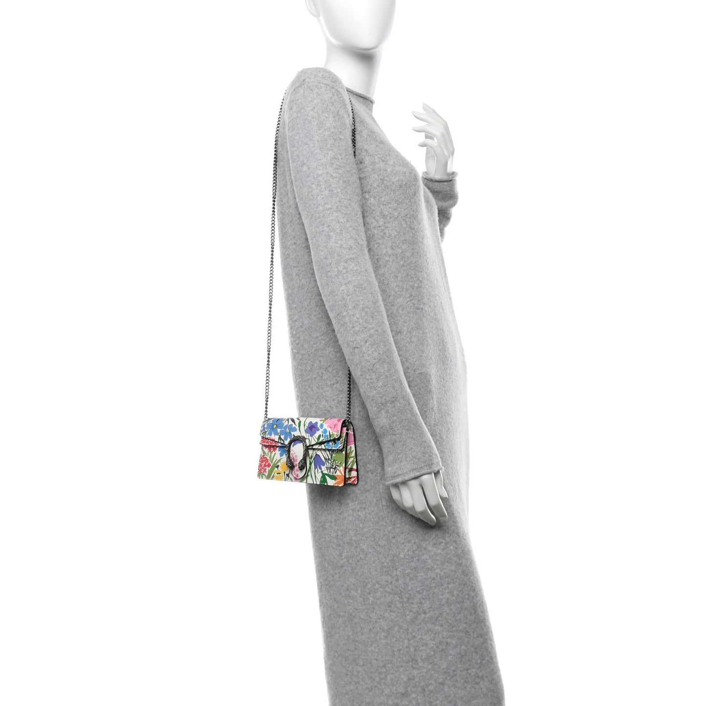 X KEN SCOTT New Shangai Calfskin Jardin D'Avril Floral Print Super Mini Dionysus Shoulder Bag Ivory Pink