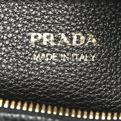 Prada Vitello Daino Soft Medium Double Zip Shoulder Bag Black 7 of 12