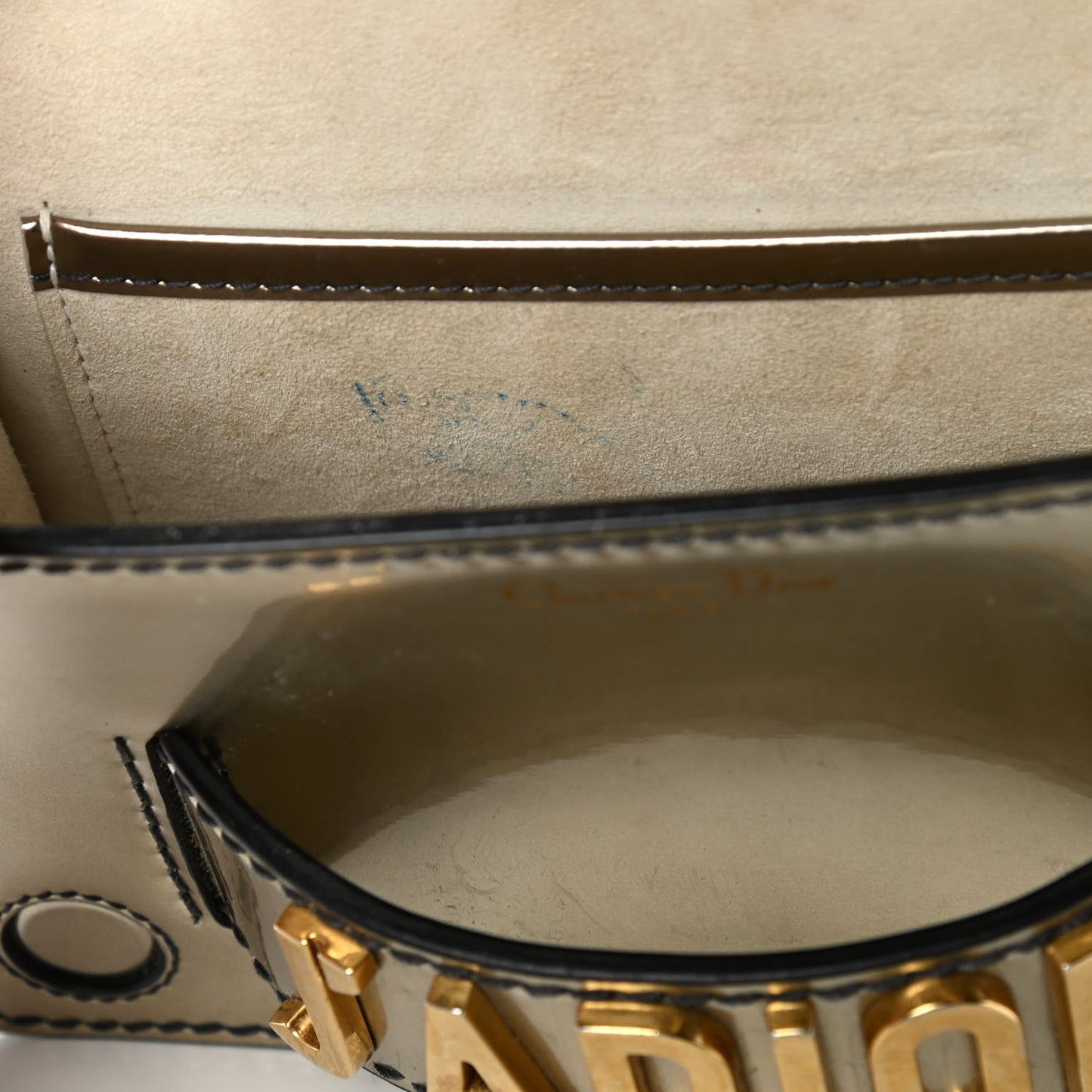 Metallic Calfskin J'Adior Chain Flap Bag Bronze