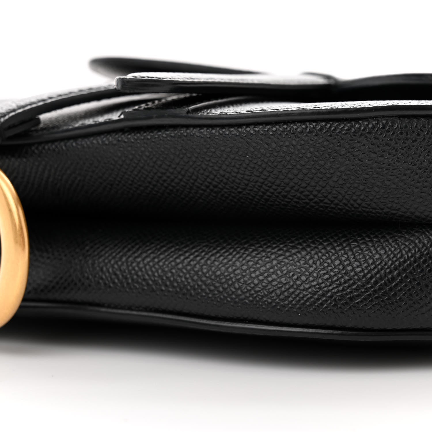 Christian Dior Grained Calfskin Mini Saddle Bag With Strap Black 10 of 10