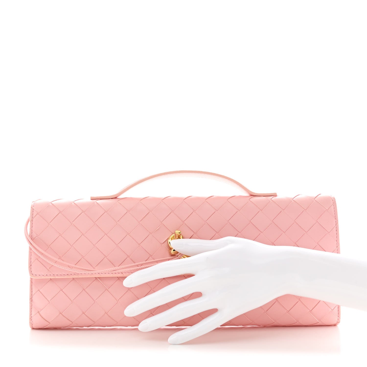 Bottega Veneta Nappa Intrecciato Long Andiamo Top Handle Clutch Rose 2 of 9