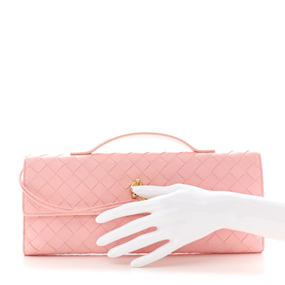Bottega Veneta Nappa Intrecciato Long Andiamo Top Handle Clutch Rose 2 of 9
