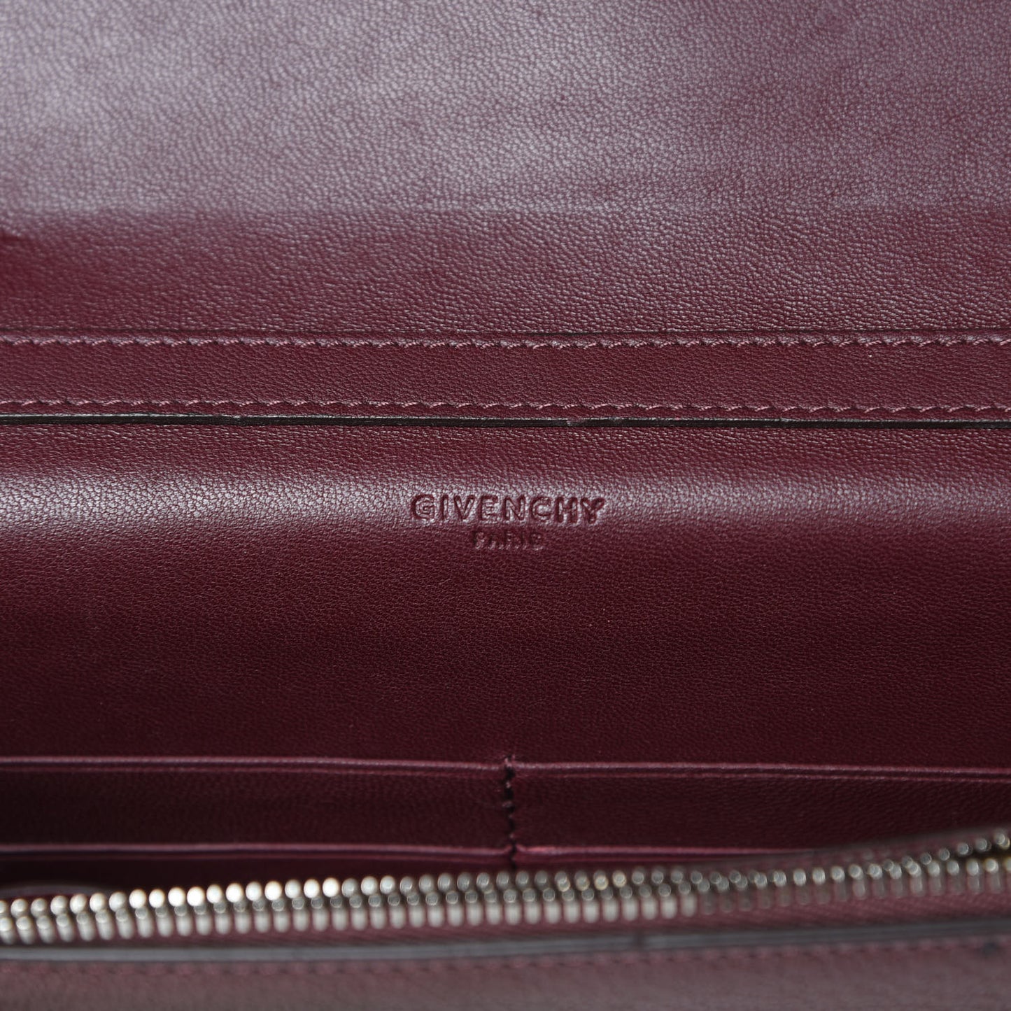 Metallic Sugar Goatskin Pandora Chain Wallet Bordeaux