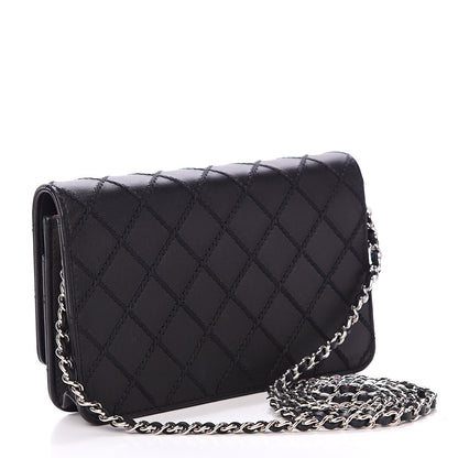 Chanel Calfskin Whipstitch Wallet On Chain WOC Black 2 of 11
