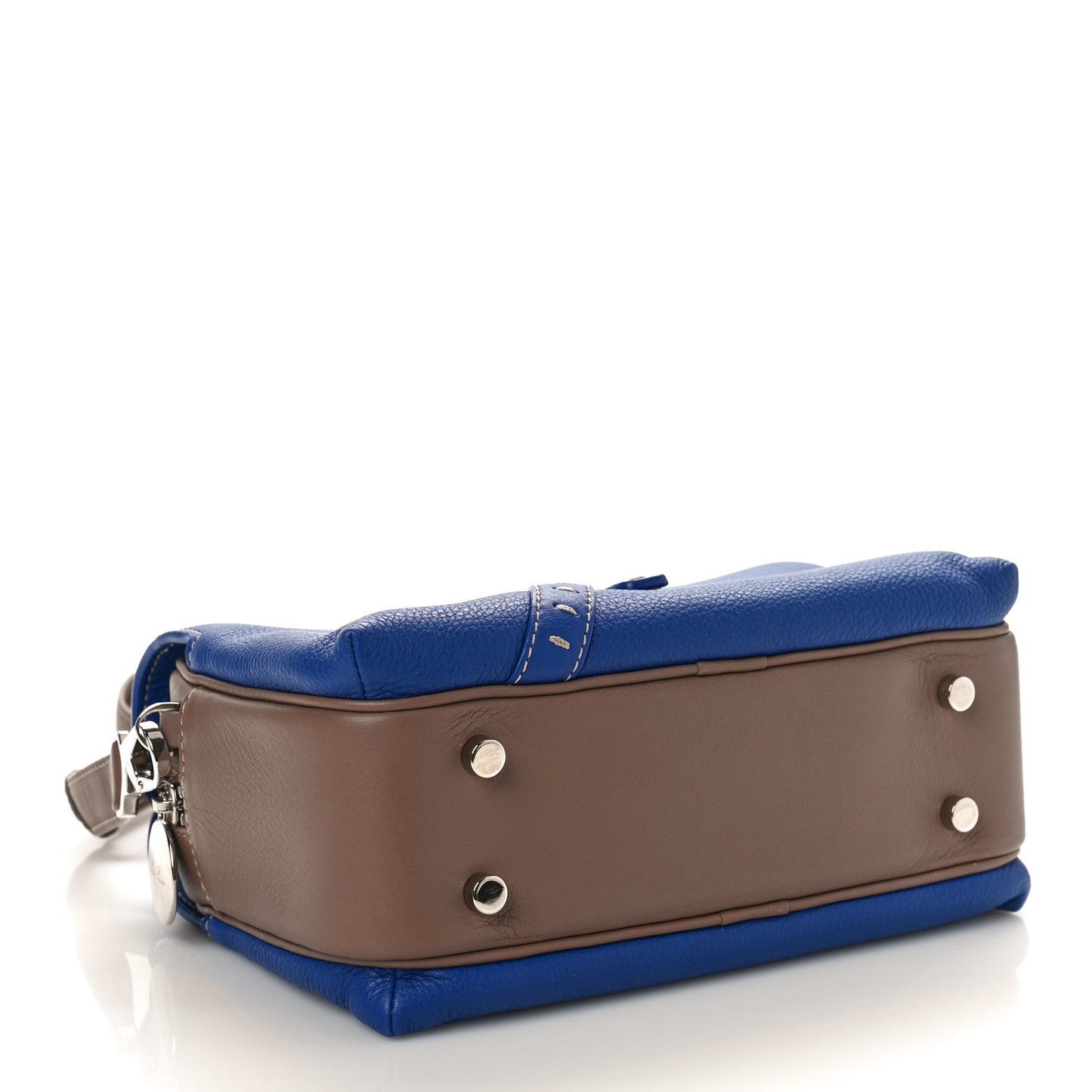 Grained Calfskin Bridle P Shoulder Bag Blue Warm Mastic