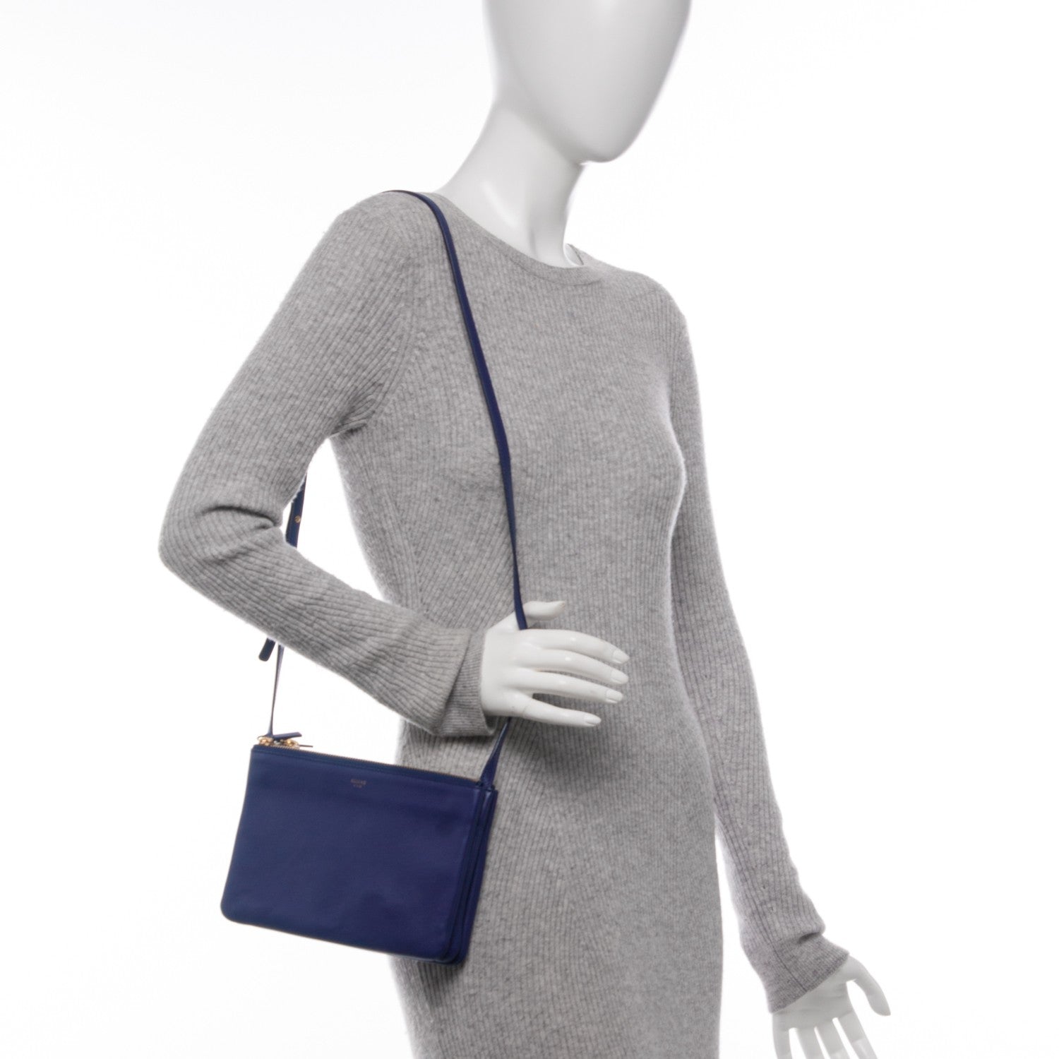 Celine Lambskin Small Trio Crossbody Bag Indigo 2 of 6