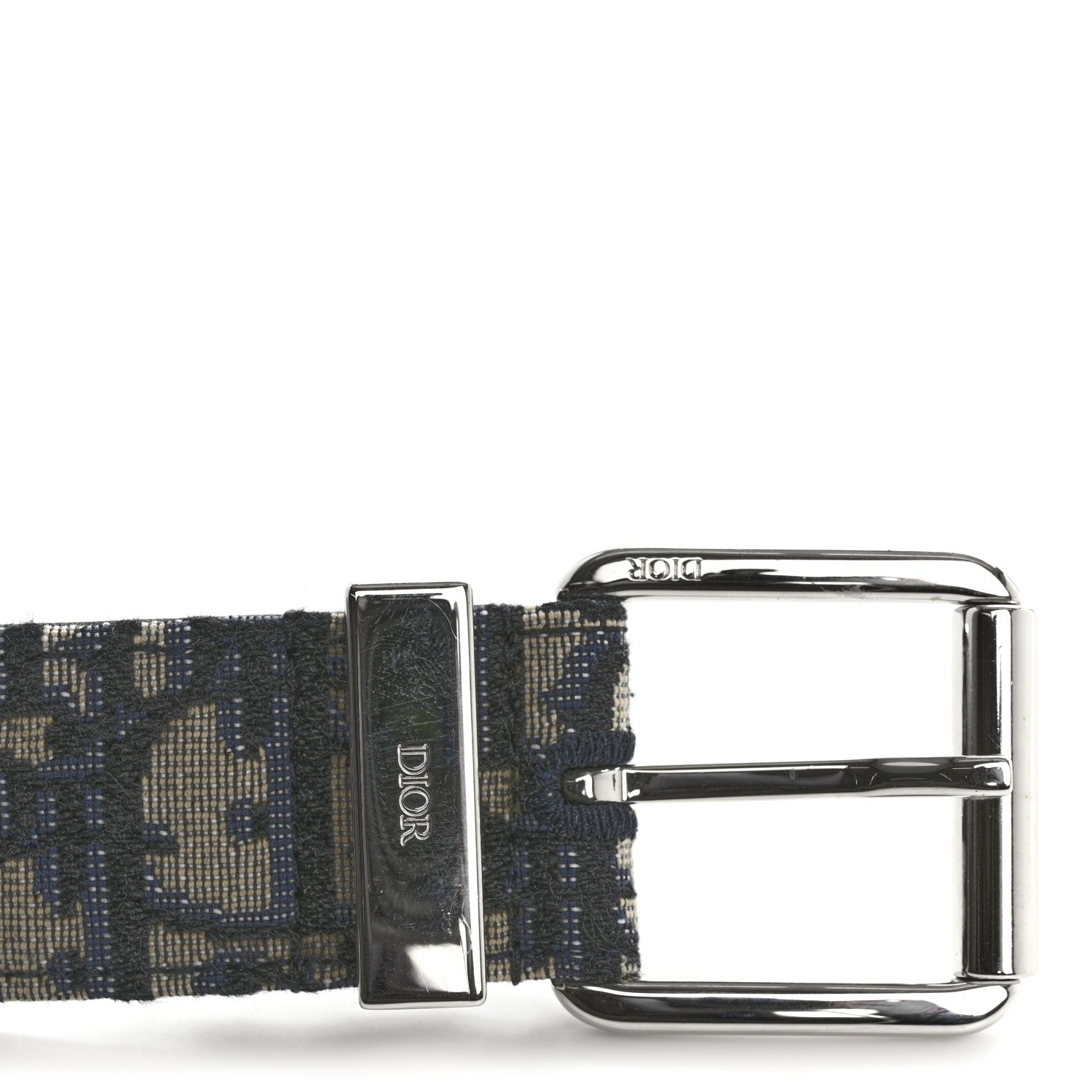 Christian Dior Oblique 35mm Belt 100 40 Beige Blue 7 of 8