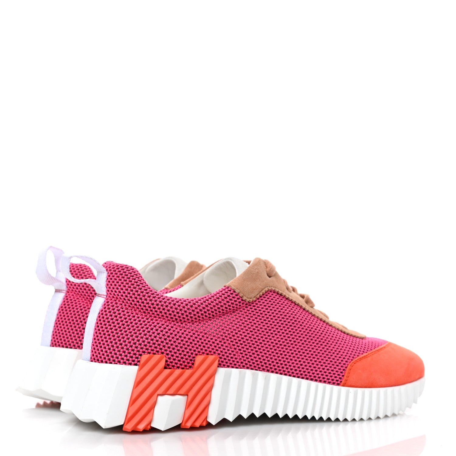 Hermes Air Mesh Suede Goatskin Bouncing Sneakers 38.5 Rose Multicolor 4 of 7