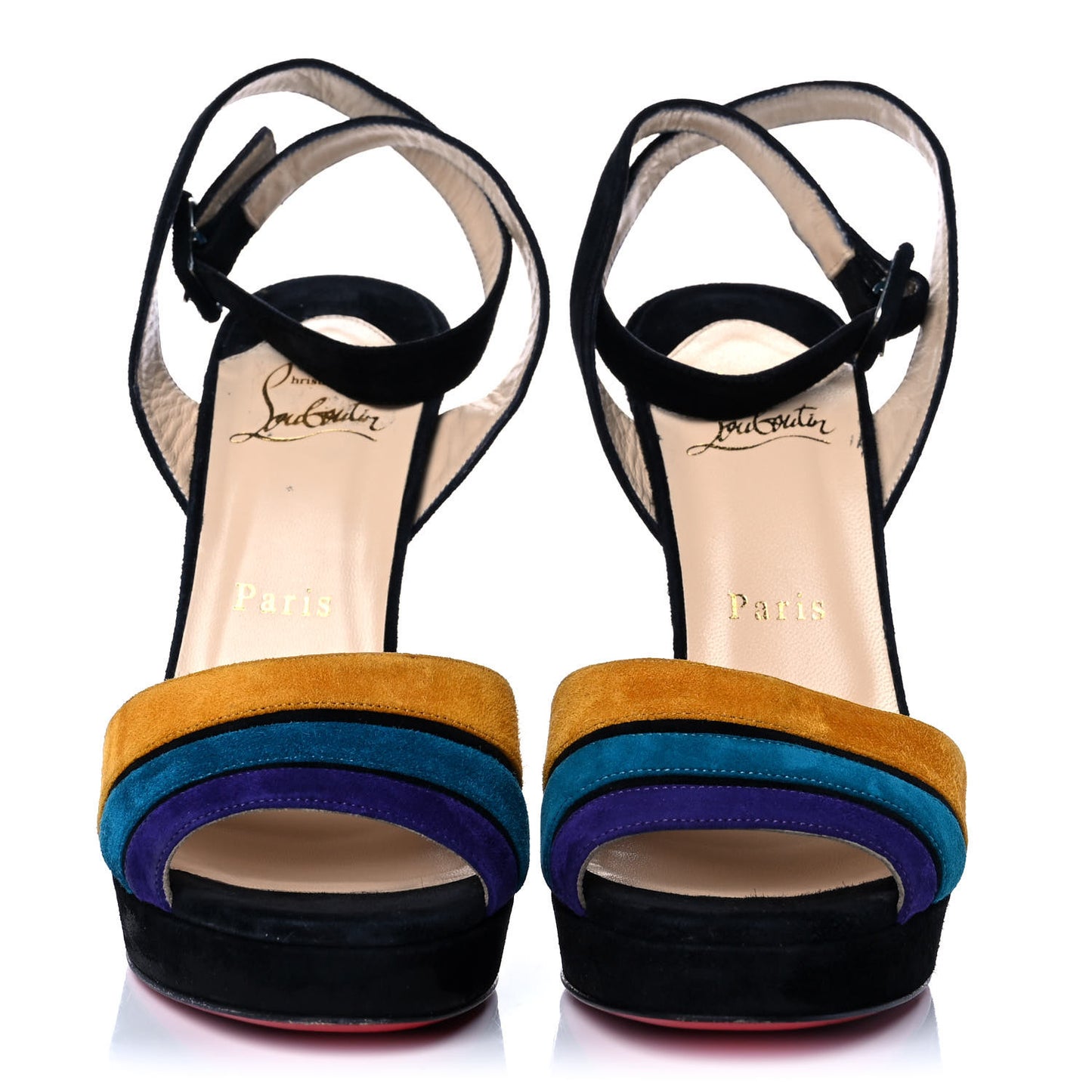 Suede Platform Sandals 37.5 Black Multicolor