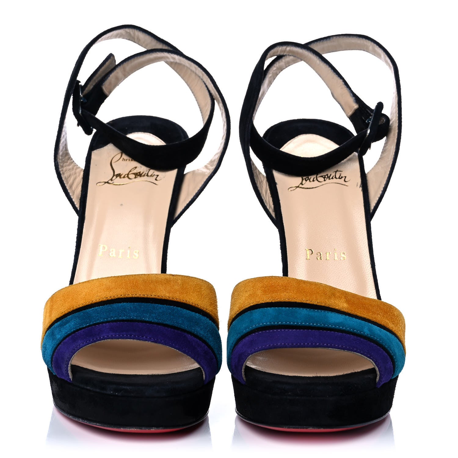 Christian Louboutin Suede Platform Sandals 37.5 Black Multicolor 2 of 7