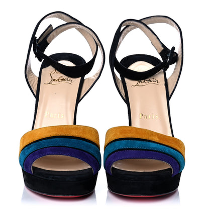 Christian Louboutin Suede Platform Sandals 37.5 Black Multicolor 2 of 7