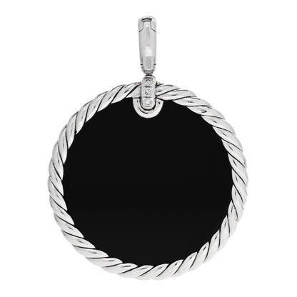 David Yurman Sterling Silver Diamond Onyx Mother of Pearl 32mm Elements Disc Pendant 3 of 5