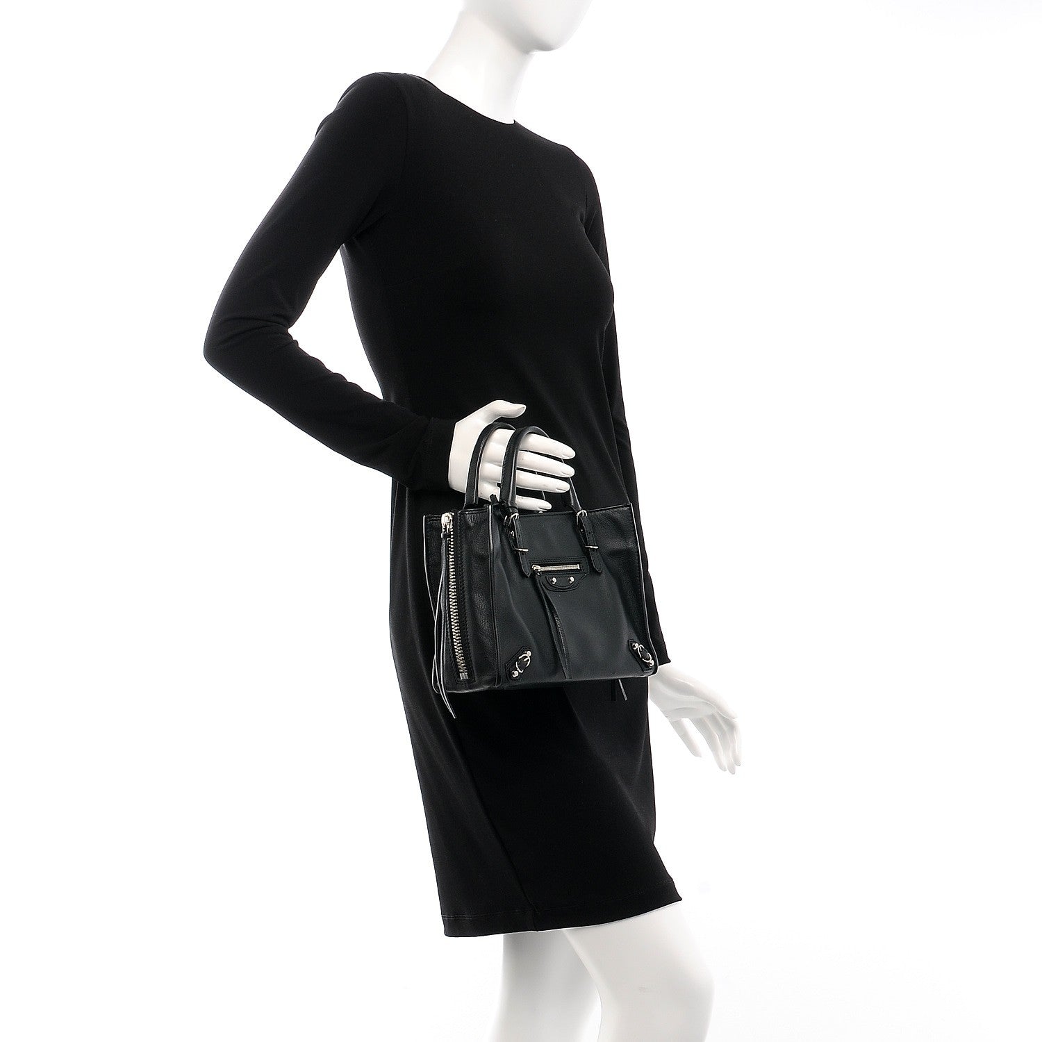 Balenciaga Grained Calfskin Papier Mini A4 Zip Around Tote Black 3 of 10