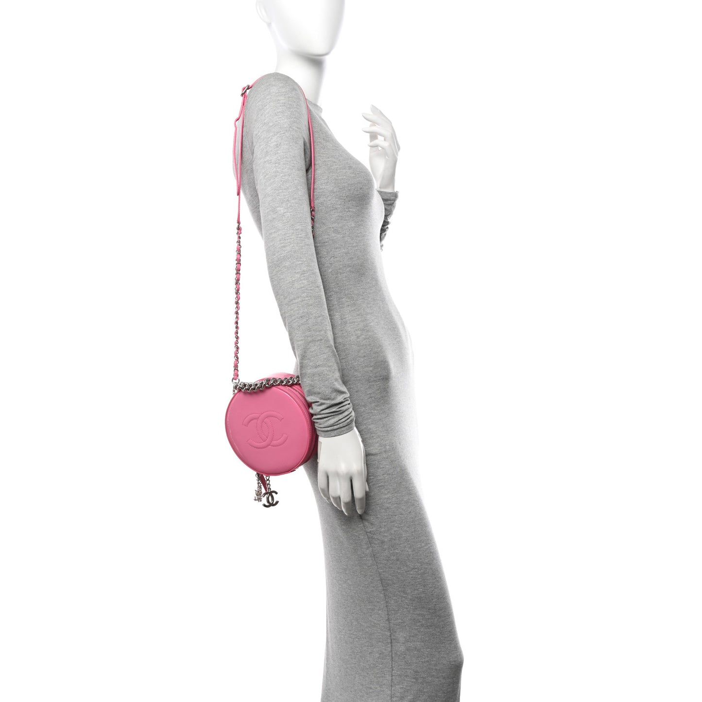 Patent Round As Earth Evening Bag Pink