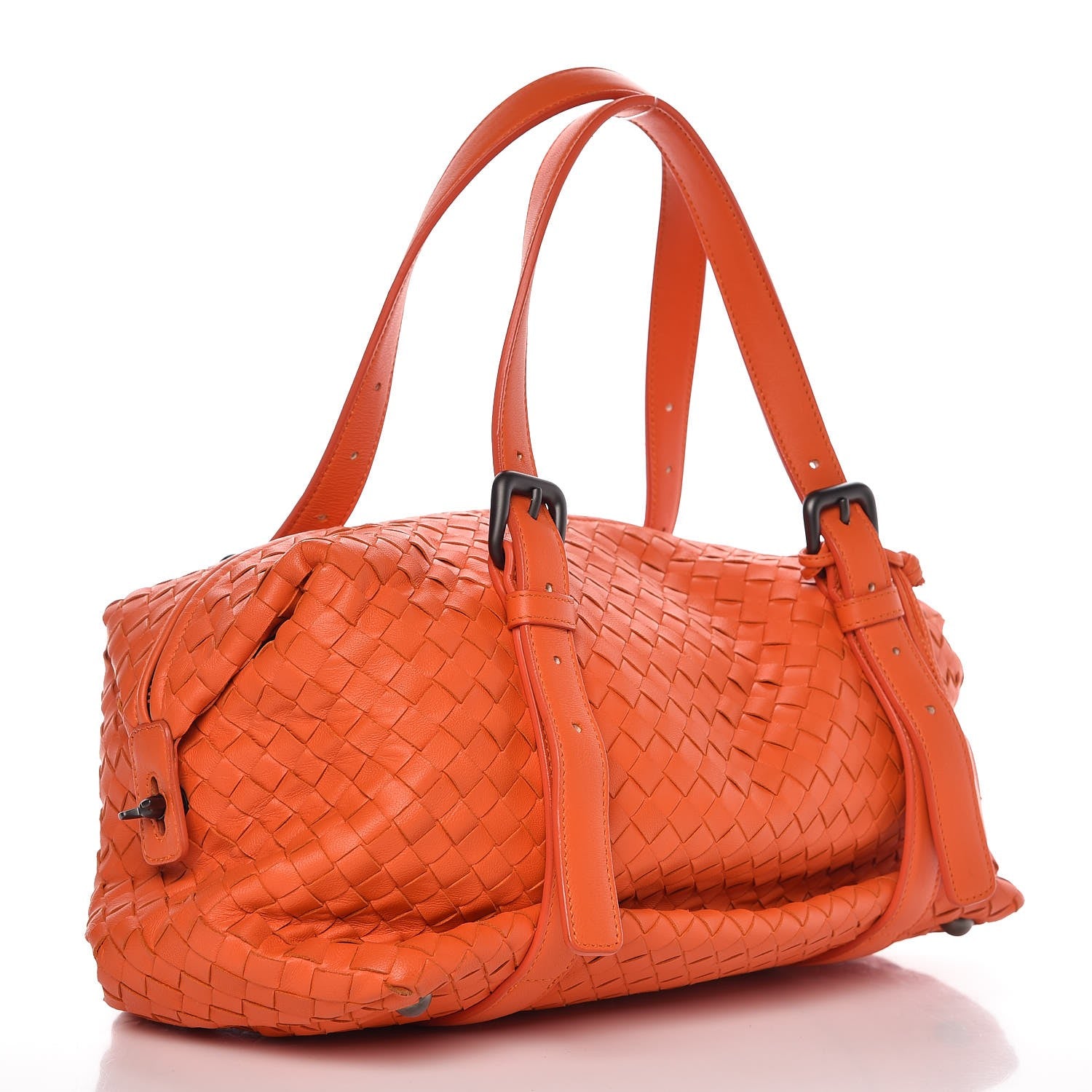 Bottega Veneta Nappa Intrecciato Montaigne Satchel Tangerine 3 of 12