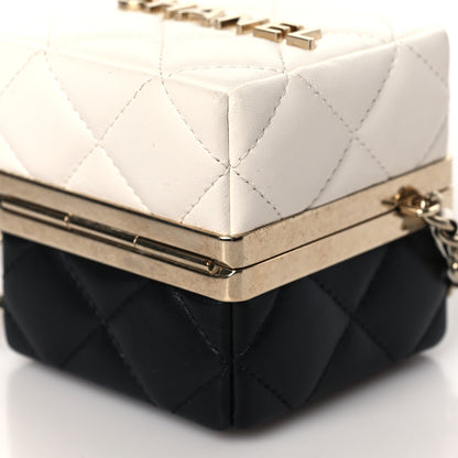 Chanel Lambskin Quilted Clutch With Chain Black White 9 of 10