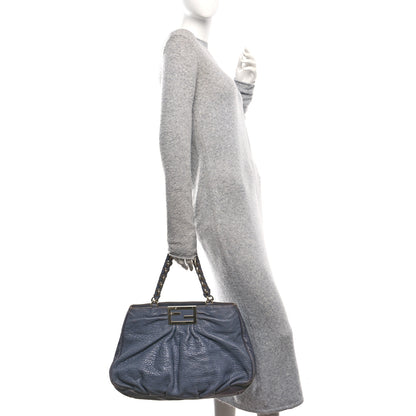 Fendi Crinkled Lambskin Mia Tote Blue 2 of 10