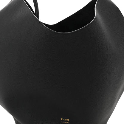Khaite Pebbled Sport Calfskin Medium Lotus Tote Black 8 of 10