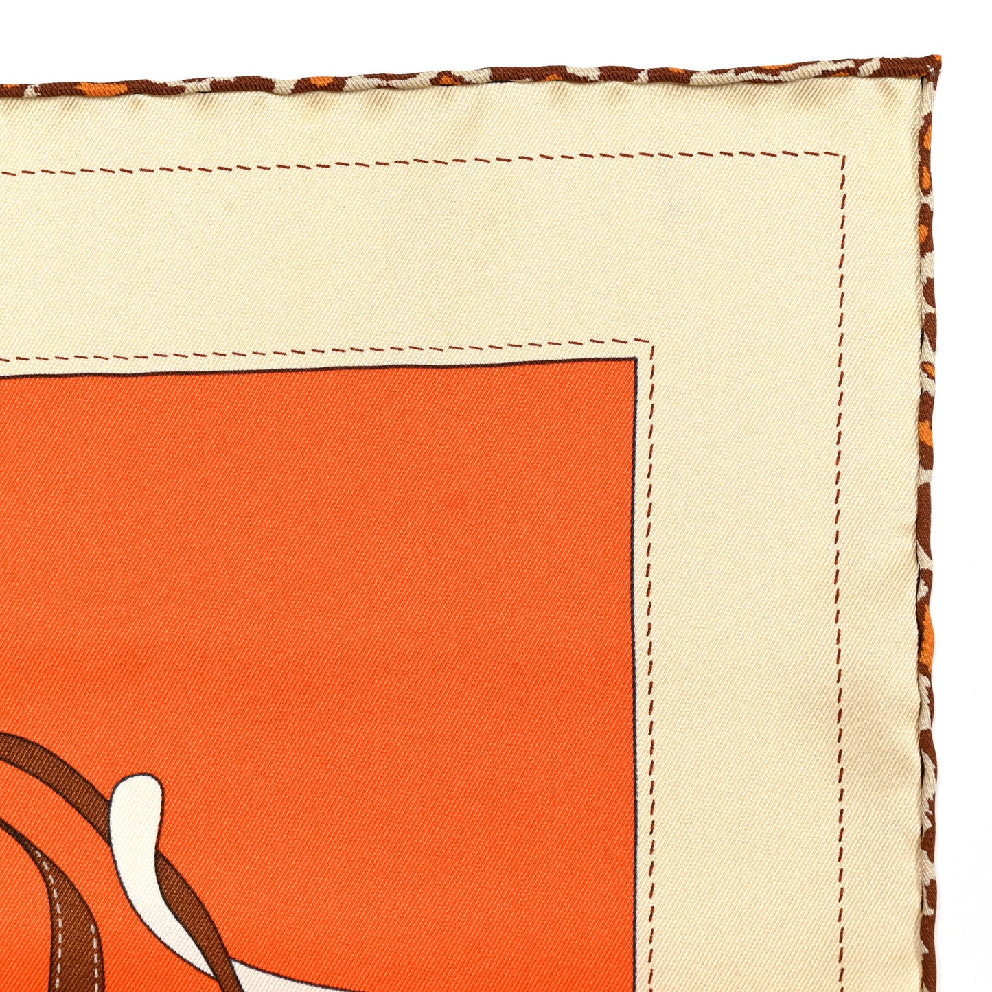Vintage Silk Monsieur Et Madame Scarf 70 Creme Orange Marron