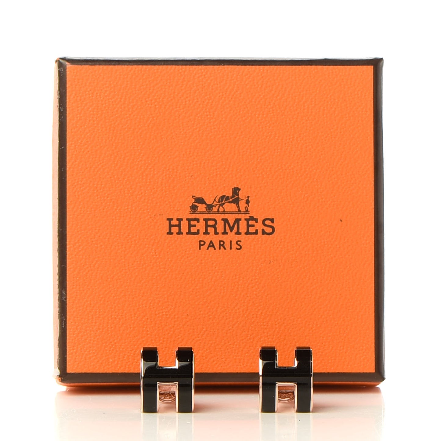 Rose Gold Lacquered Pop H Earrings Black