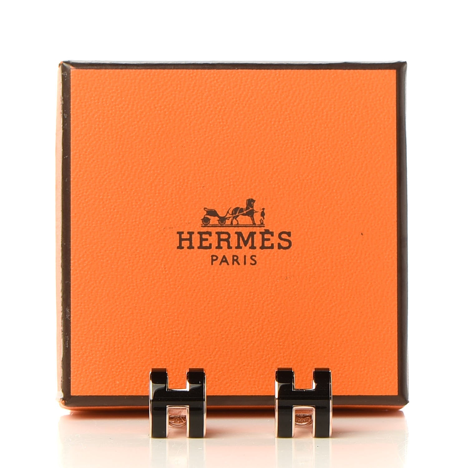 Hermes Rose Gold Lacquered Pop H Earrings Black 5 of 5