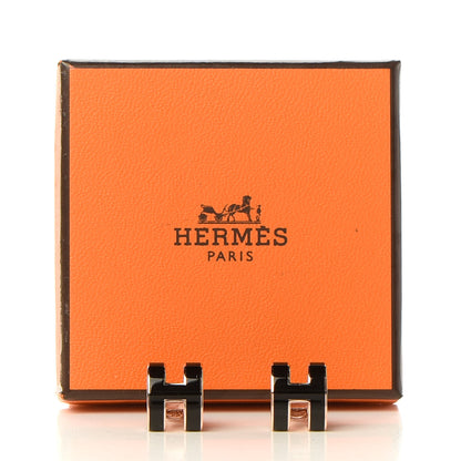 Hermes Rose Gold Lacquered Pop H Earrings Black 5 of 5