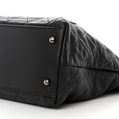 Chanel Calfskin Quilted Large Coco Pleats Tote Black 10 of 14