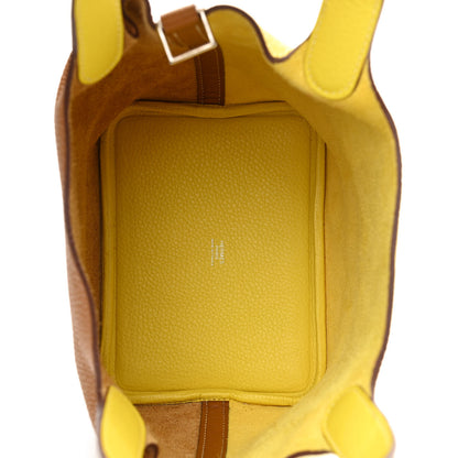 Hermes Taurillon Clemence Casaque Picotin Lock 18 PM Lime Sesame 5 of 10