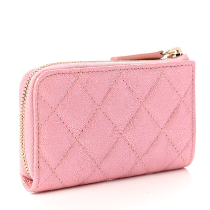 Chanel Iridescent Caviar Quilted Zipped Key Holder Case Rose Pink 3 of 11