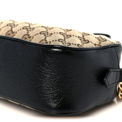 Gucci Monogram Matelasse Diagonal Small GG Marmont Chain Shoulder Bag Beige Black 11 of 11