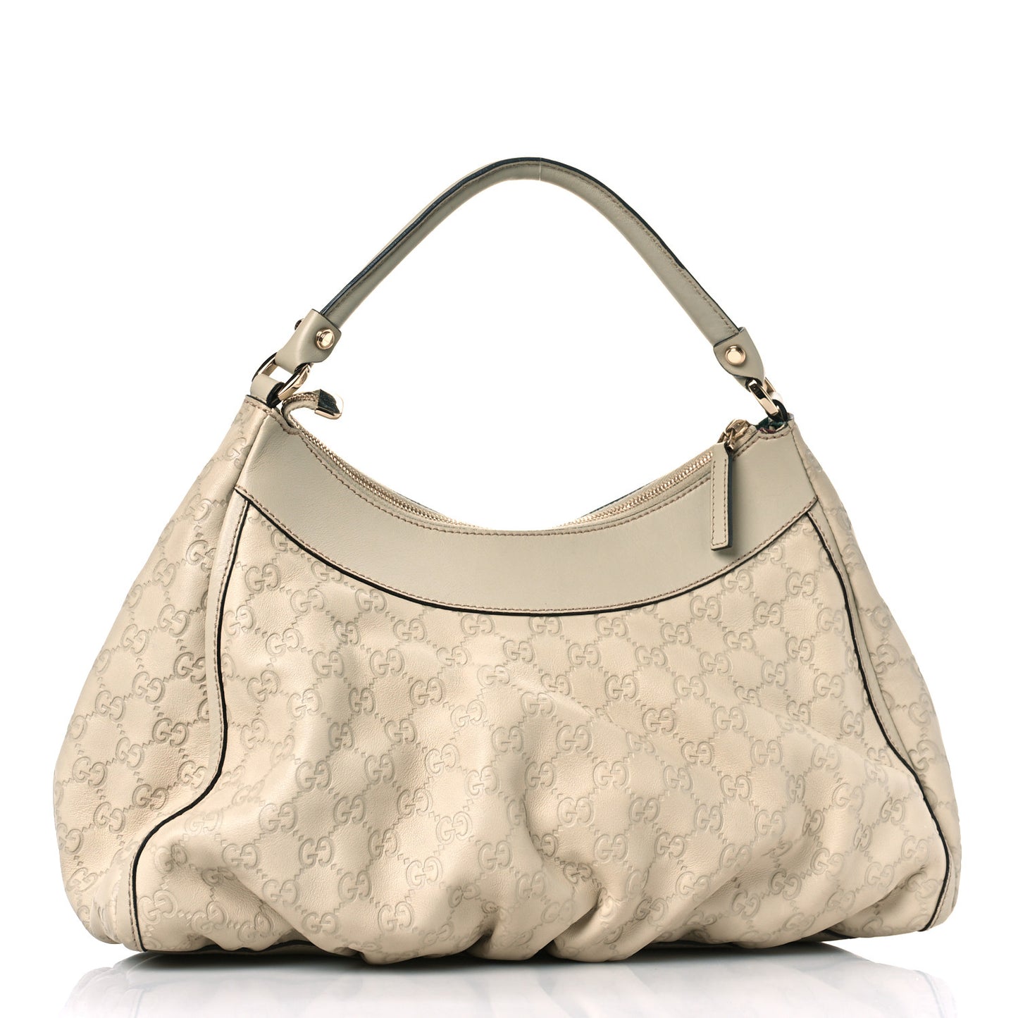 Guccissima Large D Gold Ring Hobo Off White