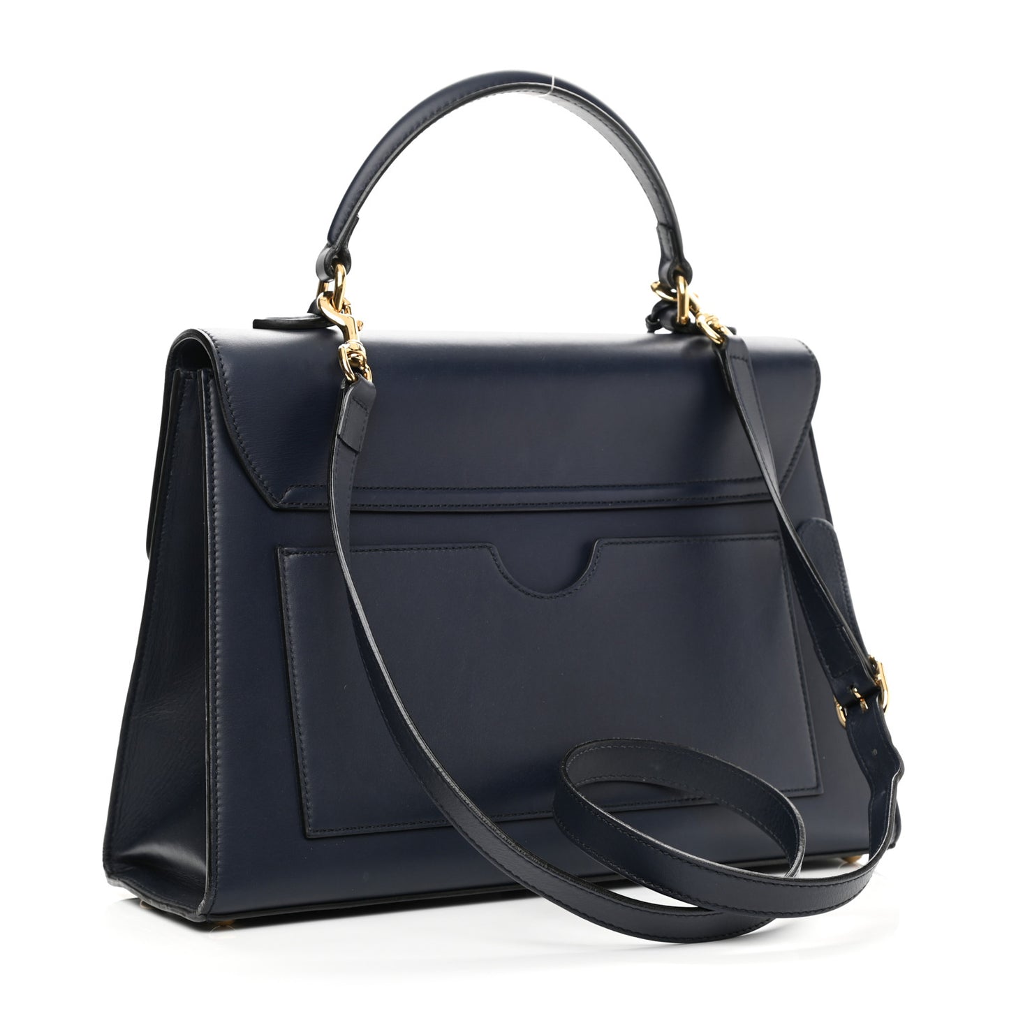 Calfskin Medium Padlock Signature Top Handle Bag Navy