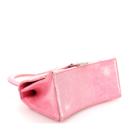 Balenciaga Nappa Denim Printed Small Hourglass Top Handle Bag Denim Pink 4 of 14