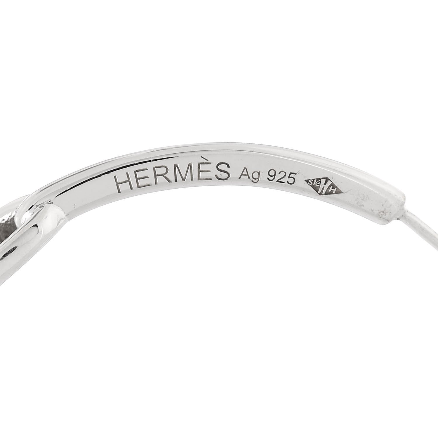 Hermes Sterling Silver GM Chain d'Ancre Enchainee Hoop Earrings 4 of 5