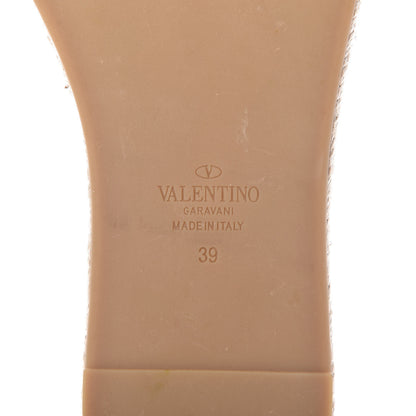 Valentino Garavani Grained Calfskin Rockstud Espadrille Flat Slide Sandals 39 Red 8 of 9