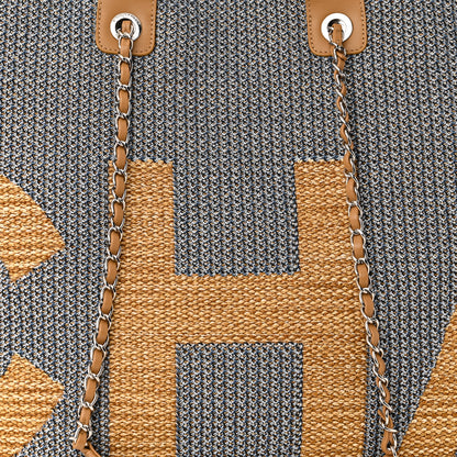 Chanel Mixed Fibers Large Maxi Shopping Bag Blue Beige 8 of 11