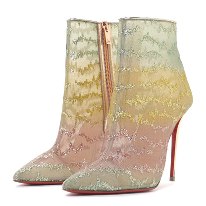 Christian Louboutin Rete Tulle Nancy Bootie 100 Ankle Boots 38.5 Multicolor Blush 2 of 14