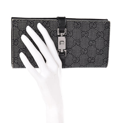 Gucci Denim Calfskin Monogram Blake Continental Wallet Black 2 of 8